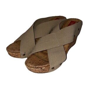 Ladies Esprit  Oceane Tan Cork Wedge Stretch Open Toe Slip On Sandals Size 9.5